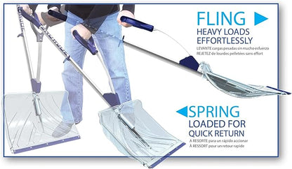 Snow Joe Snow Shovel, Shovelution Strain-Reducing Ice Remover w/ Assist Handle, 18", Blue - Heavy-Duty Blade Tool for Digging and Removing Ice from Driveway, Patio, and Yard, SJ-SHLV02