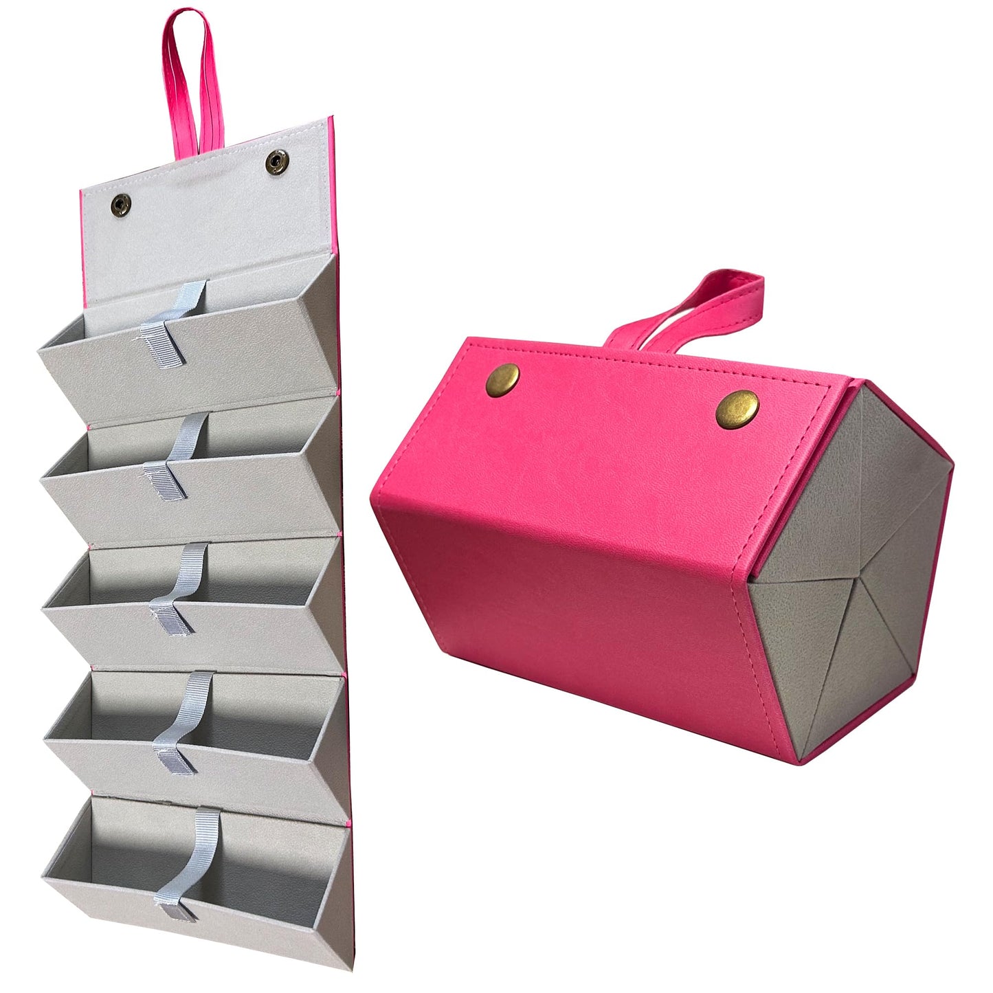 Longjet Sunglasses Organizer 5 Slots Travel Glasses Case Multiple Pairs Eyeglasses Storage Box Hanging Eyewear Holder (Peach Pink)