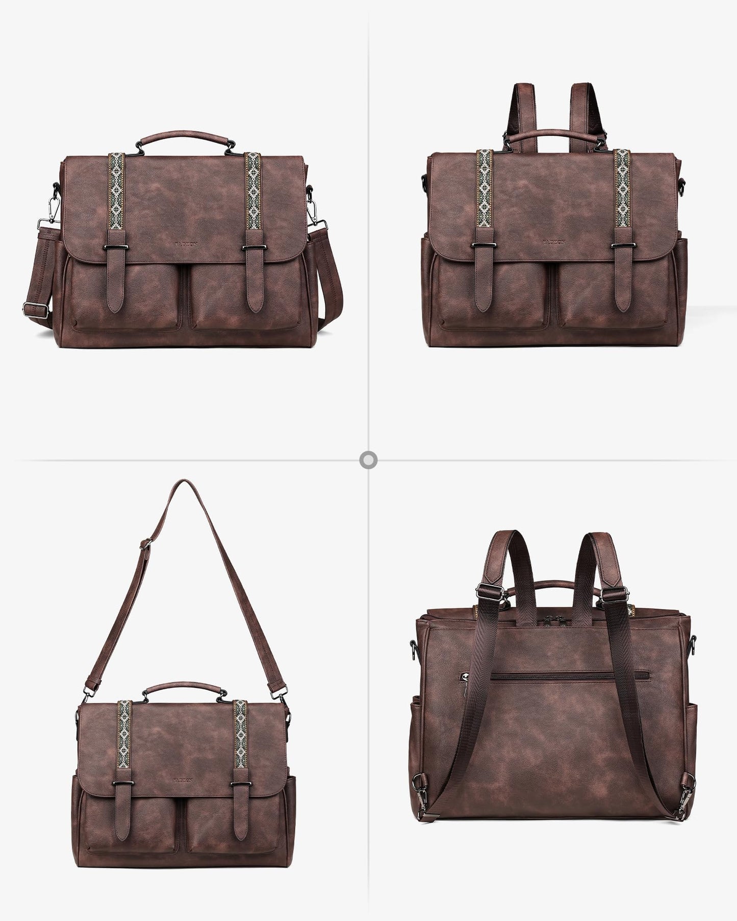 FADEON Messenger Bag for Women, Designer Leather Satchel Backpack Purses Large Laptop Briefcase Multi Pocket Shoulder Bags