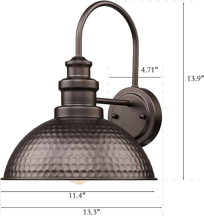 Casia Farmhouse Barn Lights - Rustic Wall Sconce, Exterior & Outdoor Mounted Lighting Fixture, Vintage Gooseneck Wall Lighting，Outdoor Wall Light (Oil Rubbed Bronze, 2 Pack)