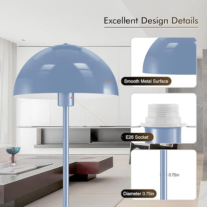 Floor Lamp, Industrial Blue Floor Lamps for Living Room, 65.6in Standing Lamp, Retro Mushroom Dome Shade, Whole Metal, E26 Socket, Mid Century Modern Floor Lamp for Bedroom/Office,No Bulb