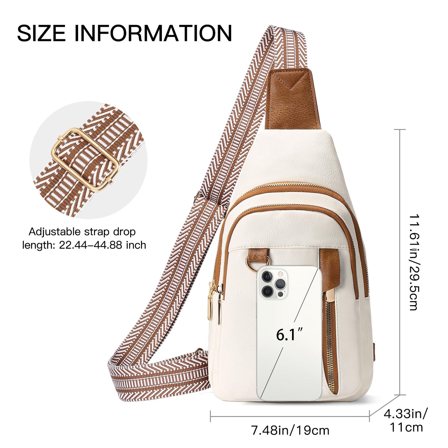 GAEKEAO Sling Bag for Women Vegan Leather Crossbody Bags Travel Fanny Packs Small Shoulder Purse Chest Bag Backpack Gifts