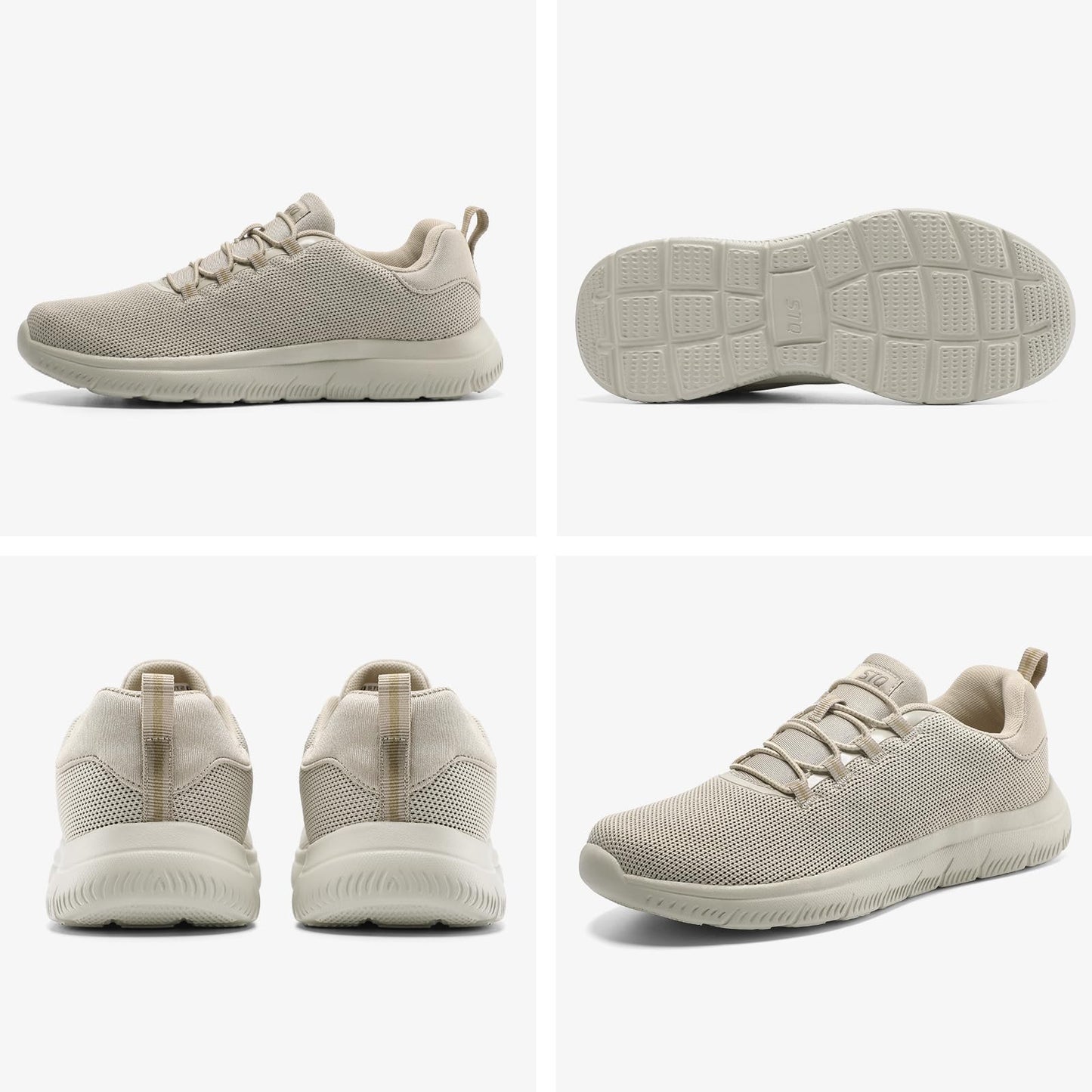 STQ Tennis Shoes for Women Athletic Cushioning Memory Foam Walking Shoes Slip on Mesh Sneakers Light Taupe US 8