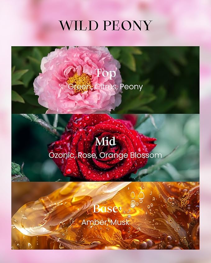 M&SENSE Floral Scented Soy Candles, Wild Peony Subtle Scented Vegan Soy Candle, 8.1oz 42-Hour Long Last Burning Time, No Toxin Bathtub Thanksgiving Christmas Date Night Romance Home Fragrance for Her