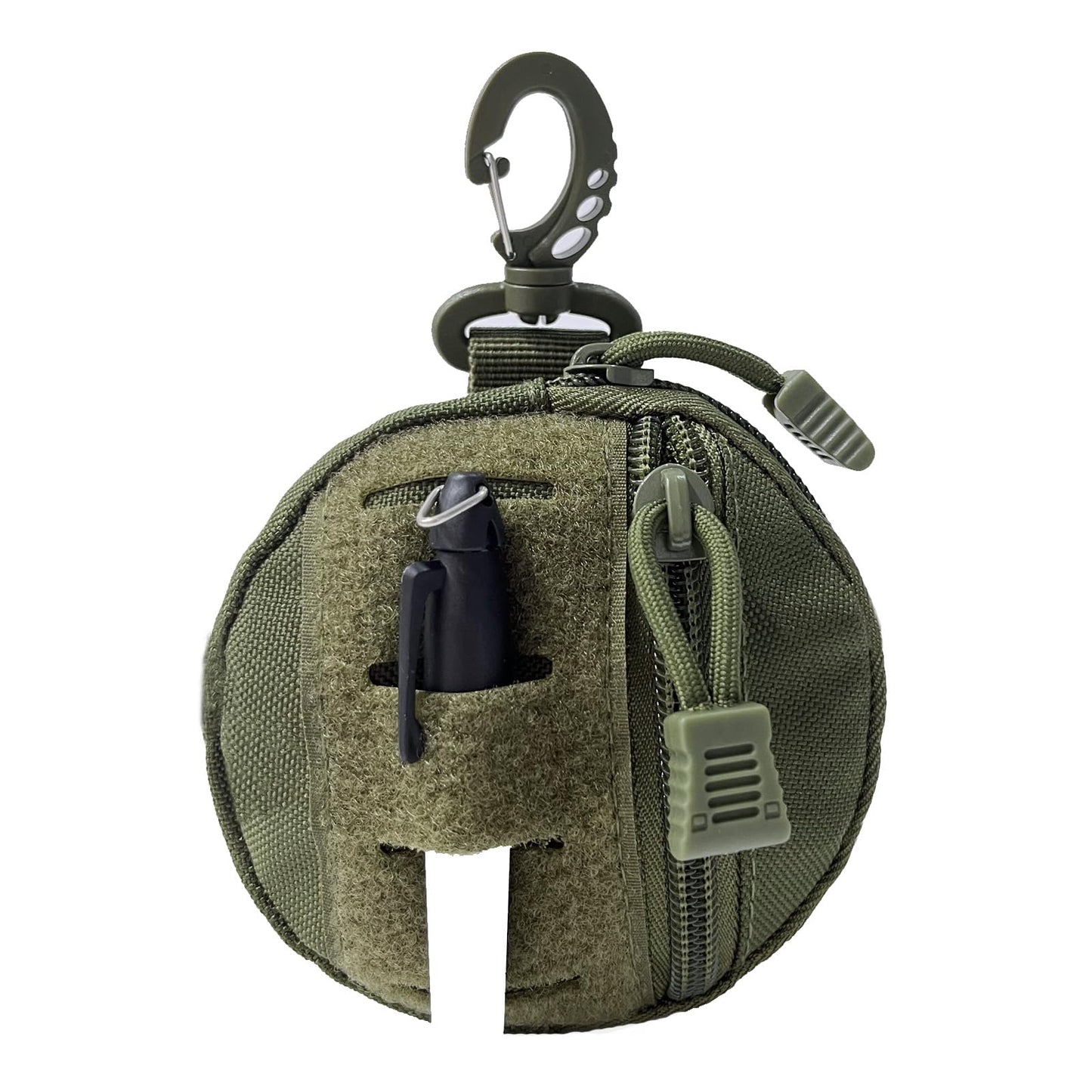 1000D Laser Cut Molle Pouch EDC Pouch Tactical Round Zipper Bag Case Coin Pouches Coin Purse Keychain Little Change Wallet Wireless Headset Pack Gadget Bag (Army Green)