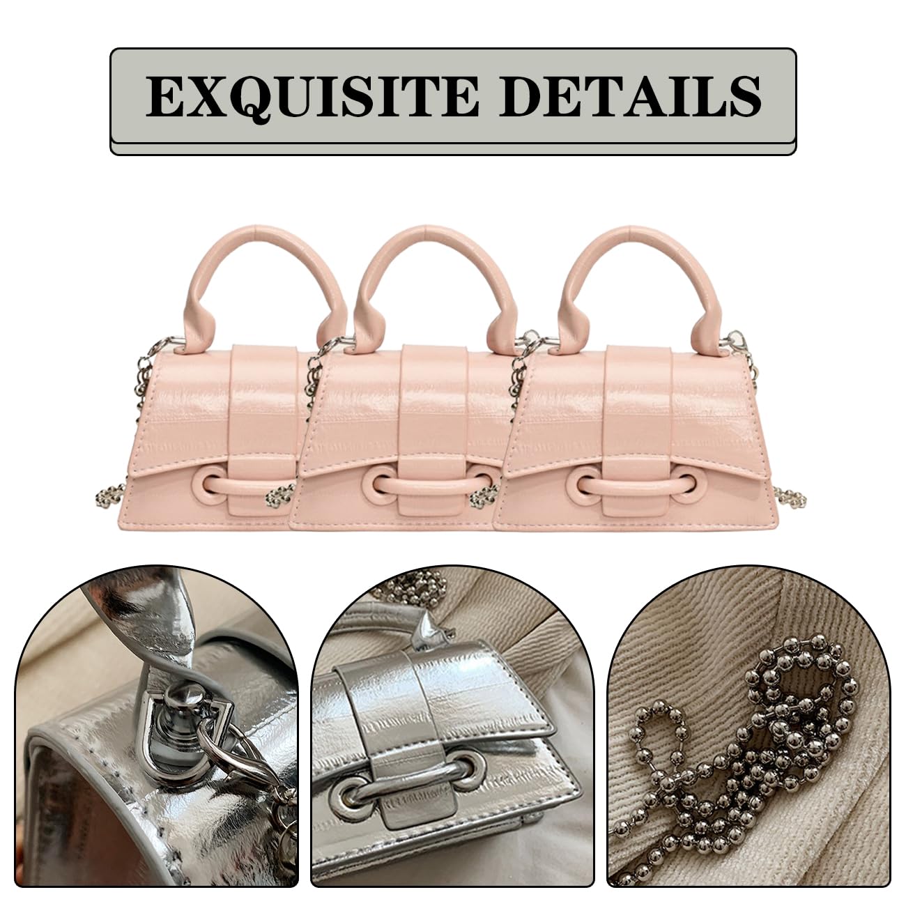 Mini Crossbody Bags Women's Y2K Purses Top Handle Crossbody Bag Clutch Shoulder Handbag for Cocktail Party Prom Wedding Pink