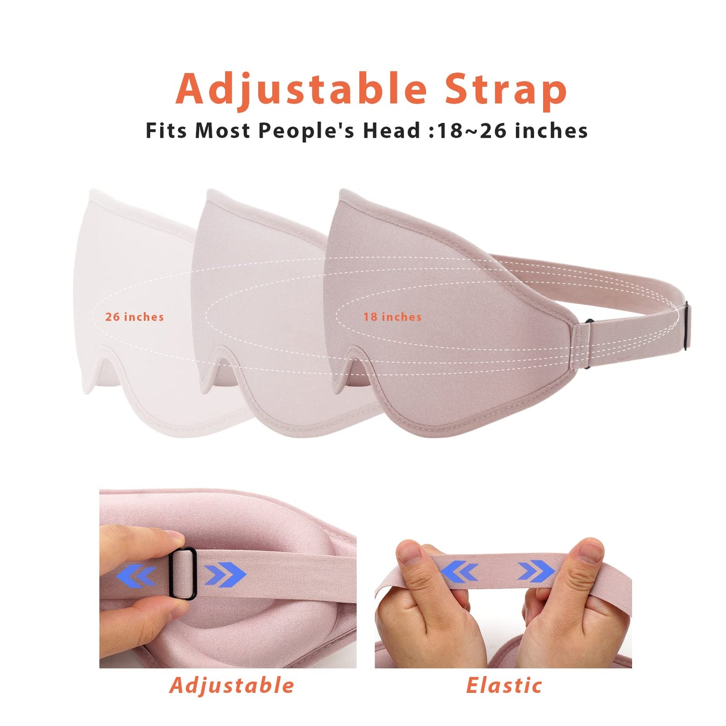 3D Contoured Sleep Mask for Women Men,Effective Light Blocking Eye Mask Sleeping Soft Night Blindfold with Adjustable Strap(Pink)