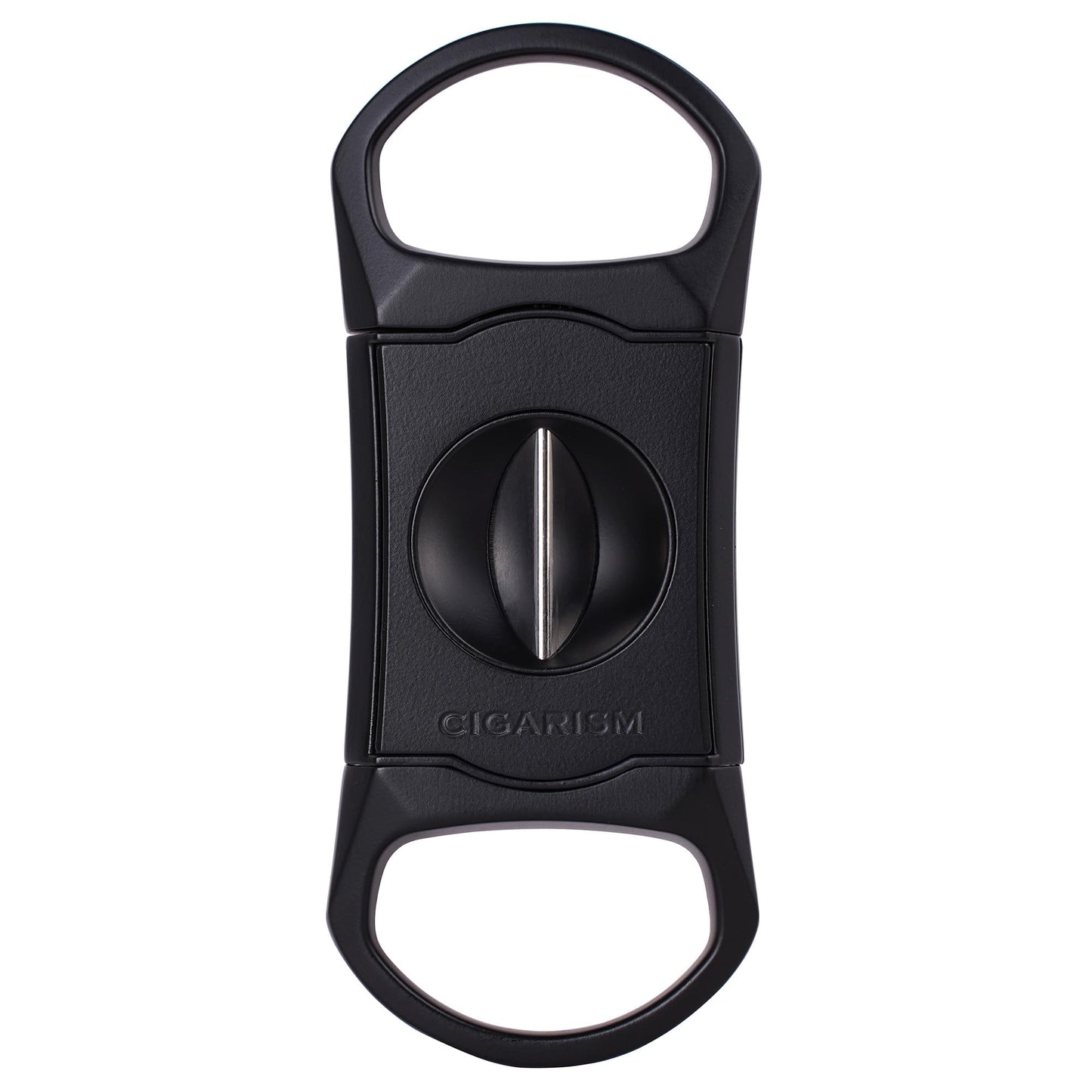 CIGARISM V-Cut Cigar Cutter Stainless Steel Blade, Up to 60+ Ring Gauge in Leather Gift Case (Black)