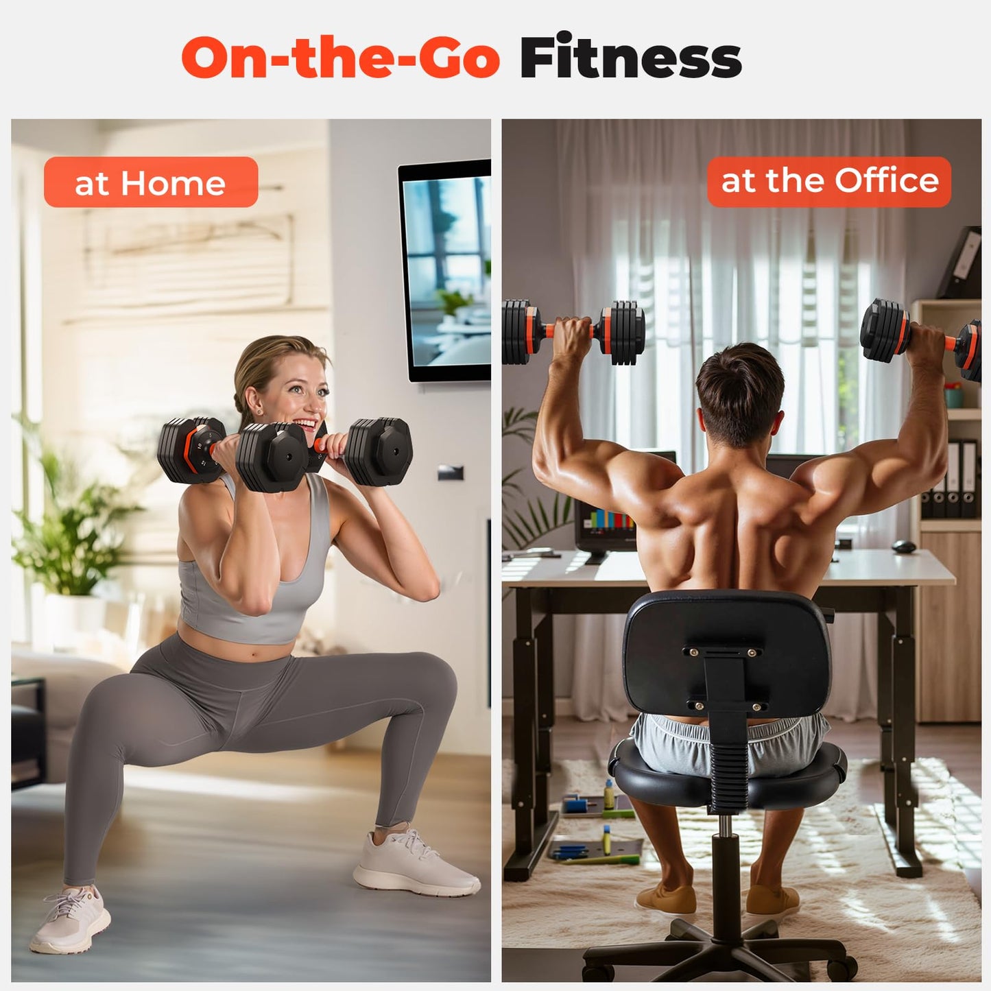 25LB 55LB Adjustable Dumbbells Set, 5LB to 25LB Dumbbell Pair,15LB to 55LB Weight Set of 2, Home Gym 50lbs/110lbs, Anti-Slip Handle for Exercise Equipment