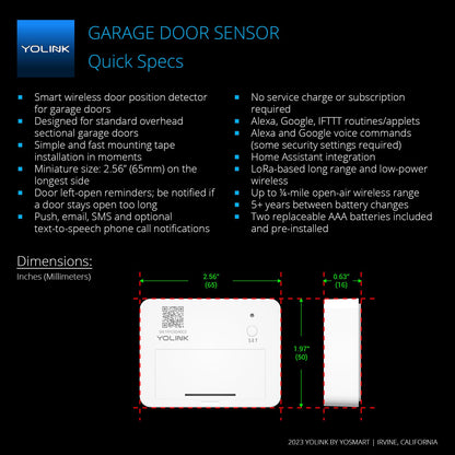 YoLink Smart Garage Door Solution Kit - Convert Any Garage Door to Smart in Seconds! Battery-Powered, No-Wires, No-Tools Super-Easy Installation. Compatible with Alexa & IFTTT