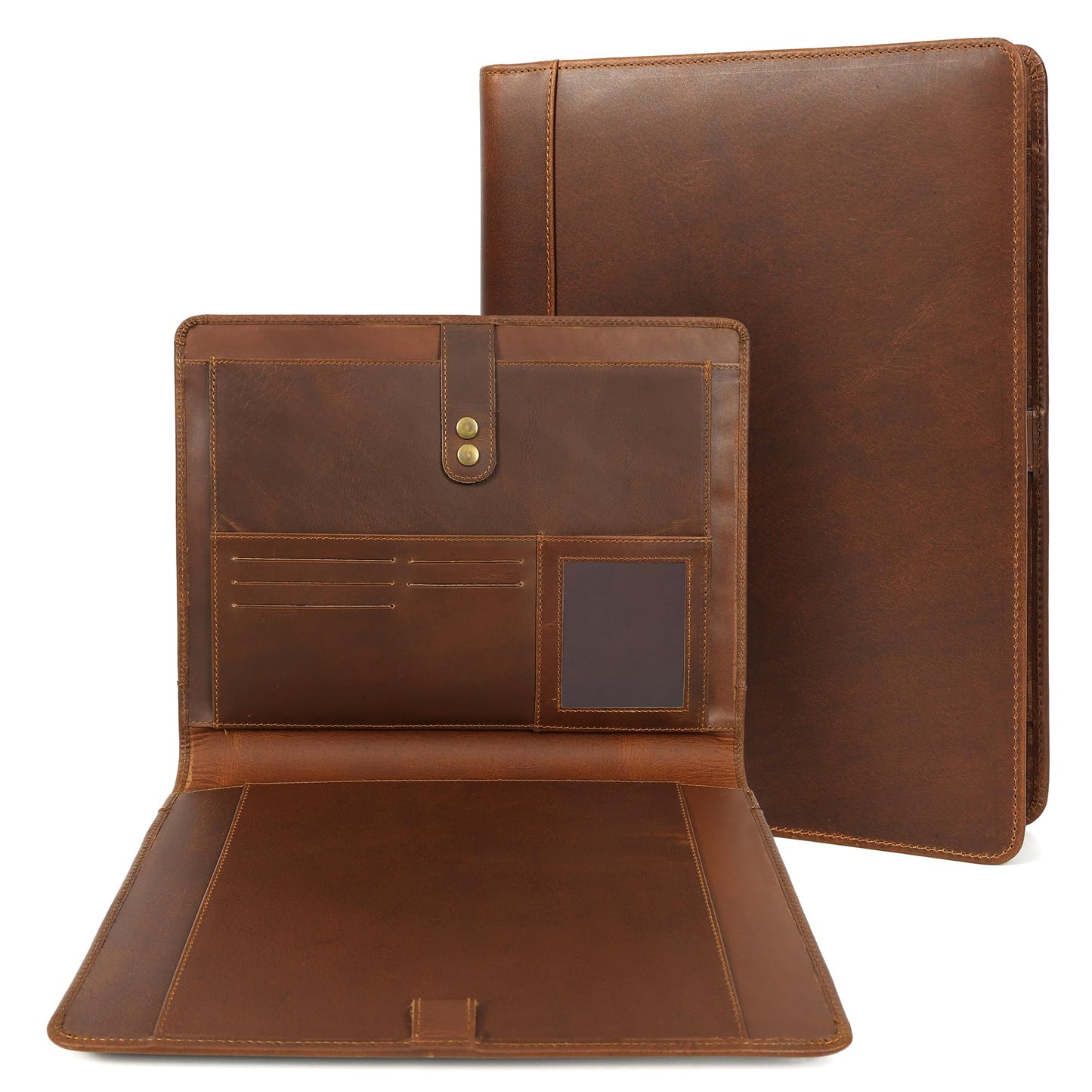 ELIZO Leather Portfolio Padfolio Leather Binder Folder for Men and Women Professional Business Portfolio Organizer Men and Women