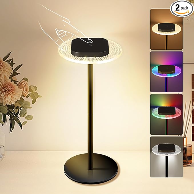 LOFTEK Cordless Table Lamps, Rechargeable Table Lamp, Up to 55 Hrs Ultra-Long Battery Life, Eye-Friendly, Touch Dimming, Portable Wireless Ambient Lighting (Black, 1 Pack)