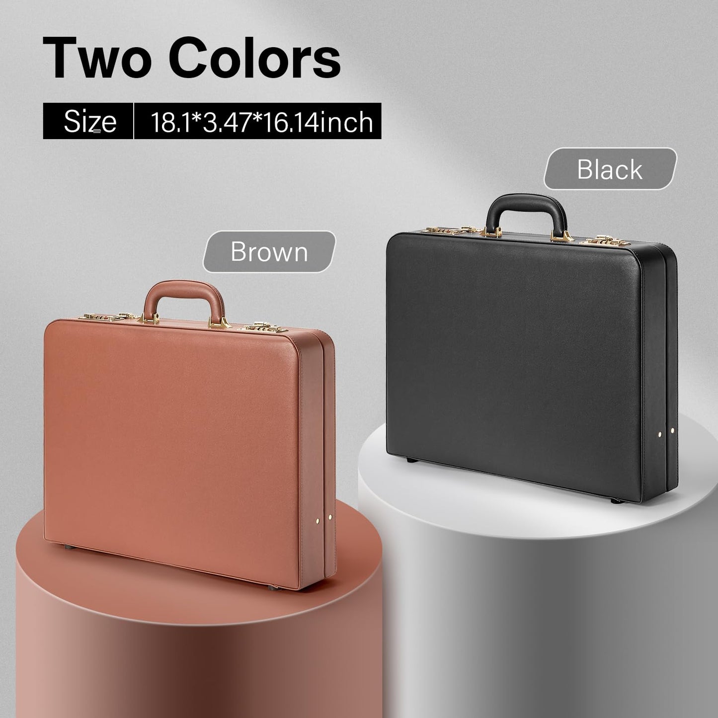 Briefcases for Men, Anti-Theft Dual Lock,16 Inch Laptop Compartment, Waterproof Faux Leather & Multi File Organizer, Professional Business Bag for Office, Work & Travel【Black]