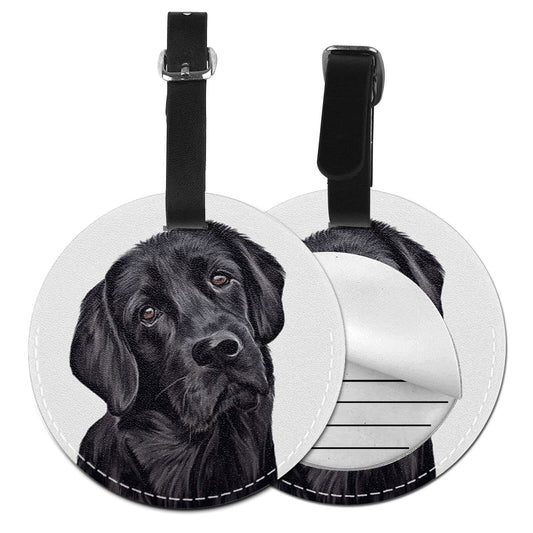 Luggage Tag Black Lab Dog Lover, Pu Leather Bag Travel Suitcases Id Identifier Baggage Label for Women Men Boys Girls