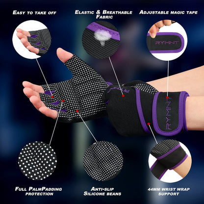 Workout Gloves with Wrist Wrap Support, Weight Lifting Gloves with Full Palm Protection & Extra Grip for Men Women Gym Exercise, Fitness, Weightlifting, Pull ups