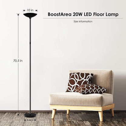 BoostArea Floor Lamp/Standing Lamp, 20W 2000LM LED Torchiere Lamp, Stepless Dimmable, Touch Control, 3000K Daylight, 50000hrs Lifespan for Living Room, Bedroom