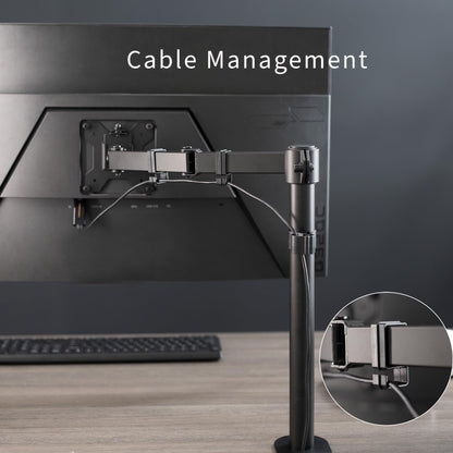 VIVO Single 13 to 38 inch Ultrawide Monitor Arm Desk Mount, Regular Screens up to 32 inches, 22 lbs capacity, Fully Adjustable Stand with C-Clamp and Grommet Base, Black, STAND-V001