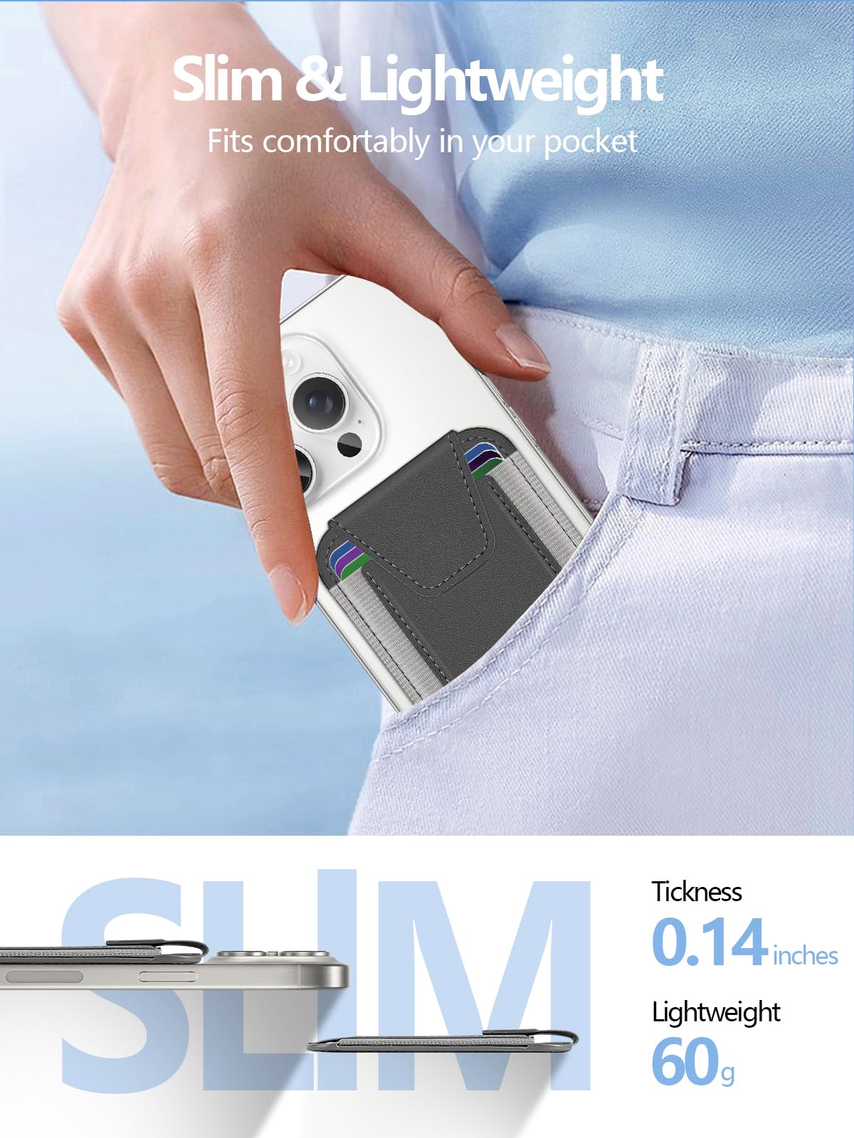 Miroddi for MagSafe Wallet with Privacy Flap, Strongest Magnetic Card Holder for iPhone 17/16/15/14/13/12 Series, Leather Magnetic Phone Wallet, Fit 7 Cards, RFID Blocking, No More Falling, Gray