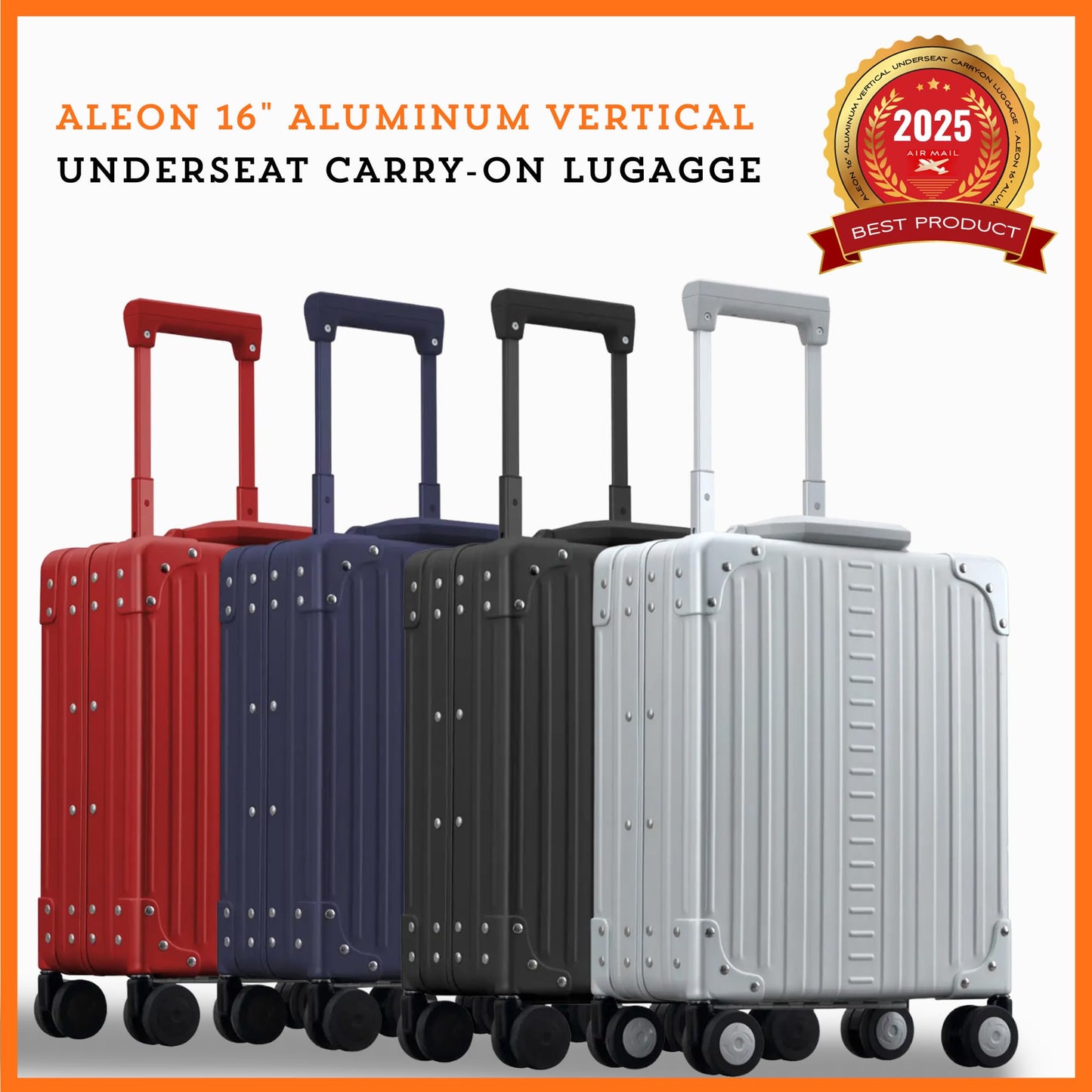 Aleon 16" Aluminum Vertical Underseat Carry-on Luggage - Luxury Business Briefcase with Wheels - Hardshell Suitcase for Airplane Travel - Sapphire