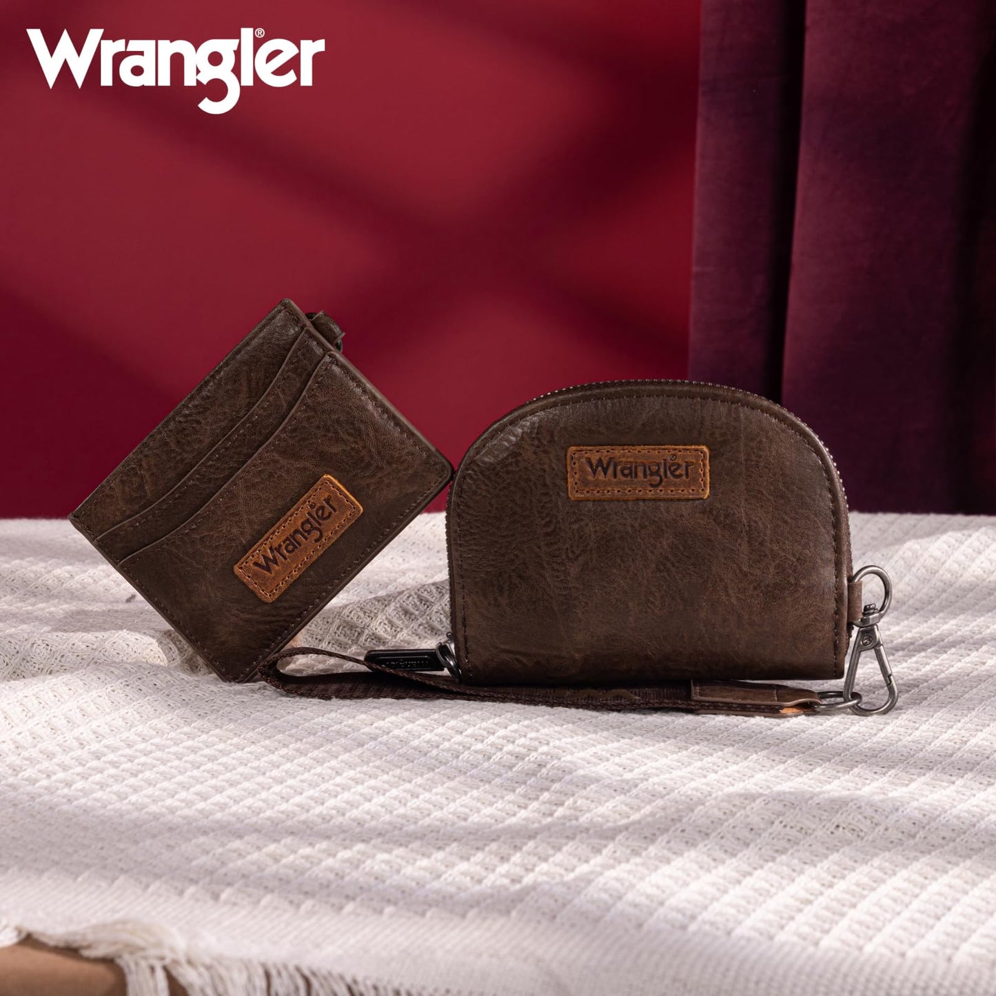 Wrangler KeyChain Wallet Wristlet Wallets for Women Dual Pouch Wristlet with Zipper Womens Credit Card Holder Wallet