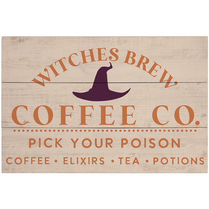Simply Said, INC Rustic Pallets Halloween Decor, Witches Brew Coffee Company, 16 x 10.5 inch Wood Sign, Made in USA, RUS1545