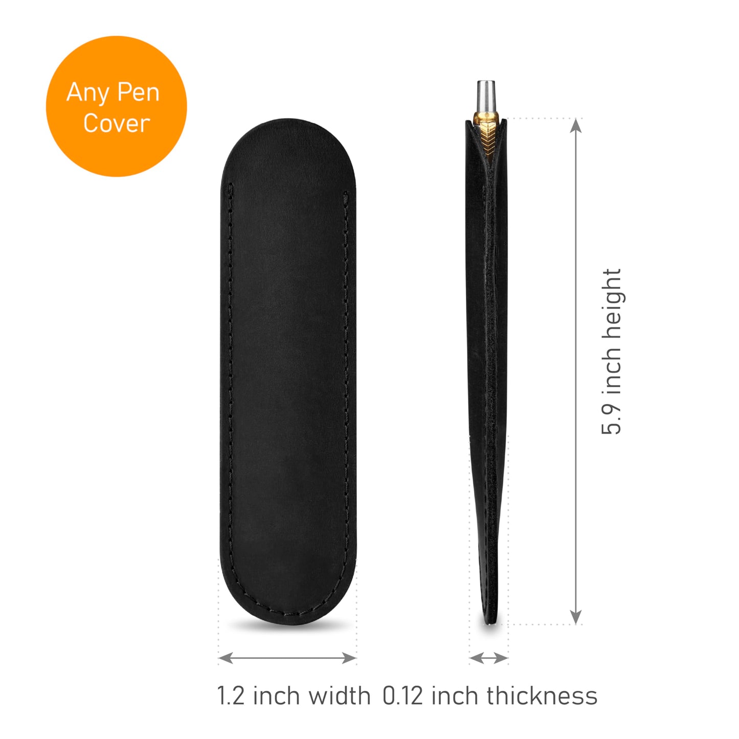 MAKYN Leather Pen Case, Single Pen Pouch Cover, Fountain Pen Sleeve Holder (Black)