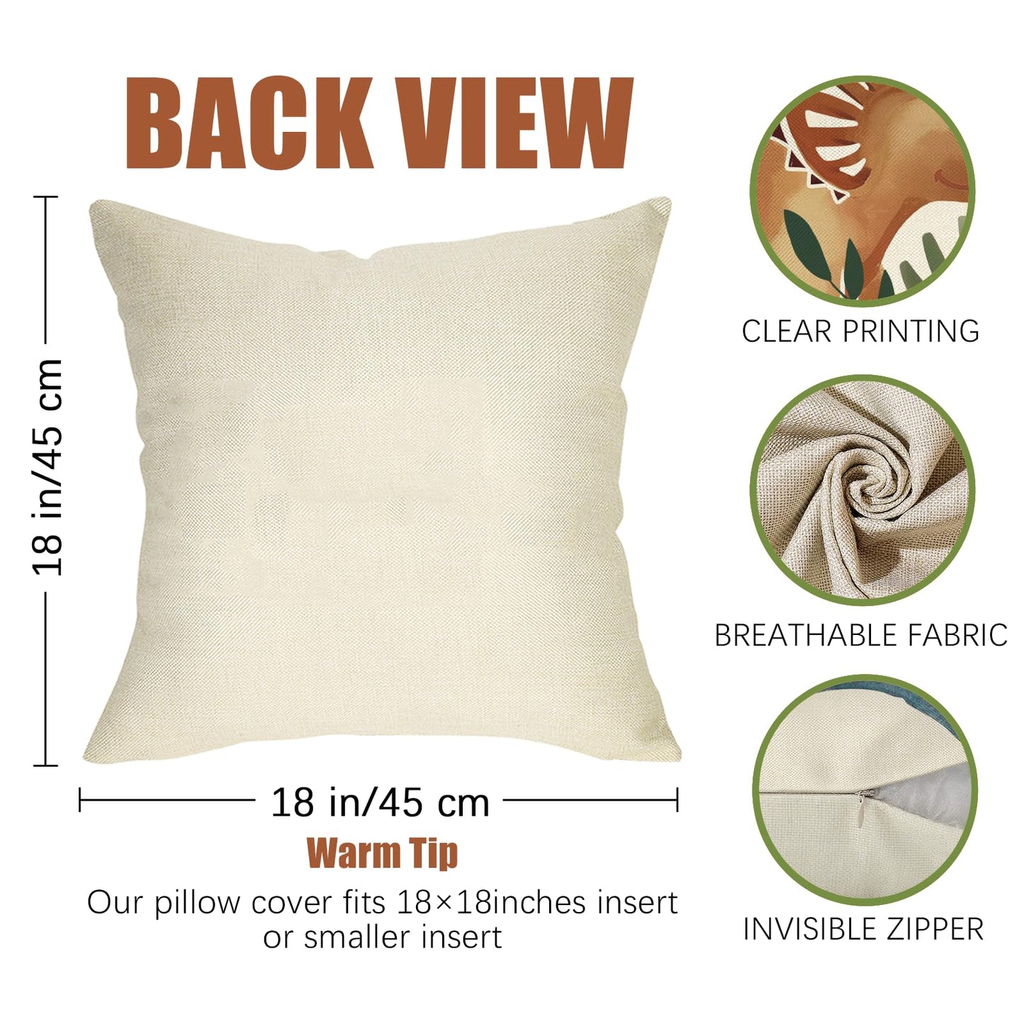 Fahrendom Boho Dinosaur Rawr Decorative Throw Pillow Covers 18 x 18 Set of 4, Bohemian Dino Stay Curious Porch Patio Outdoor Pillowcase, Sun Rainbow Plant Sofa Couch Cushion Case Home Decor