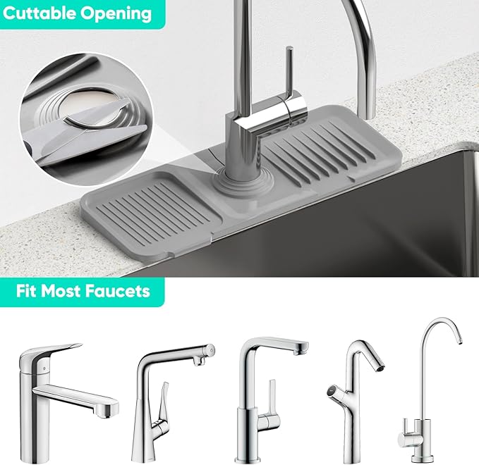 14.6'' Faucet Mat for Kitchen Sink Kitchen Sink Splash Guard Silicone Kitchen