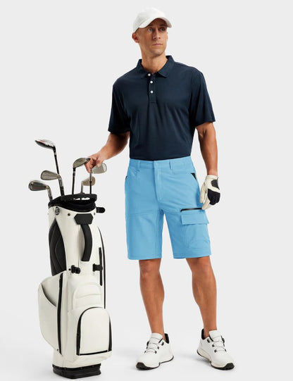 TACVASEN Mens 10" Hiking Shorts Golf Outdoor Lightweight Quick Dry Summer Casual Dress Fishing Shorts with Zipper Pockets Sky Blue 36
