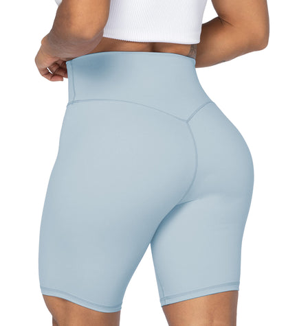 Sunzel 8" High Waist Biker Shorts for Women No Front Seam Soft Yoga Workout Gym Bike Shorts Tummy Control Squat Proof Light Blue