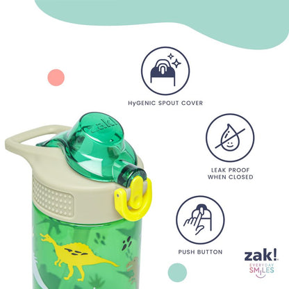 Zak Designs Sanrio Sage Kids Water Bottle For School or Travel, 16oz Durable Plastic Water Bottle With Straw, Handle, and Leak-Proof, Pop-Up Spout Cover (Hello Kitty)