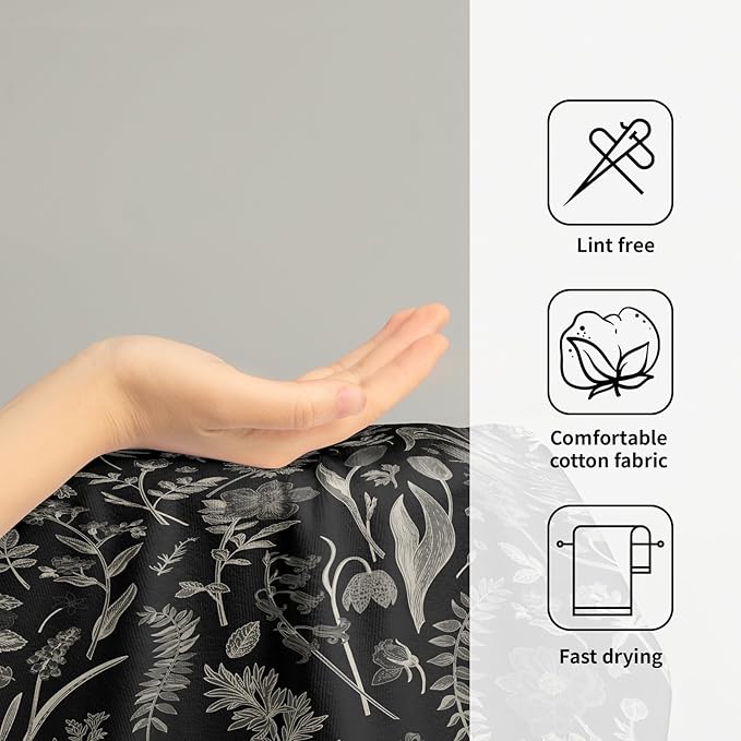 Black Spring Floral Hand Towels