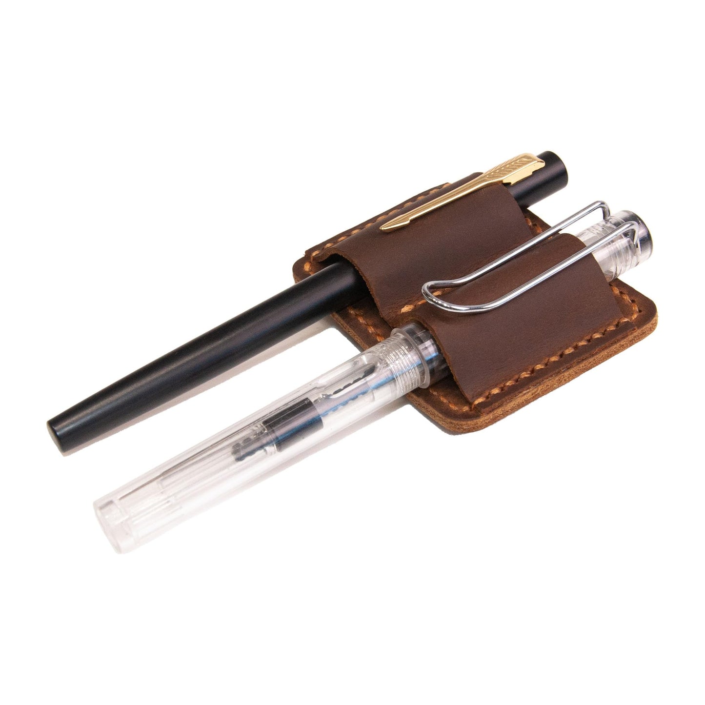 Turbosnail Handmade Leather Pen Holder Clip Notebook Pen Loop Stylish, notebook pen pencil holder clip and Practical Pen Organizer (Brown)