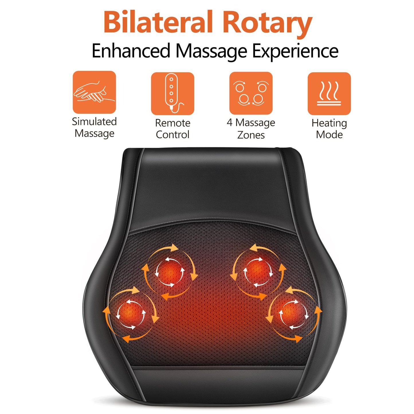 Brelley Neck and Back Massager for Pain Relief Deep Tissue with Heat, Shiatsu Shoulder Massager with Bi-Directional Rotating Head for Neck, Back, Shoulders, and Legs, Gift for Mom Dad
