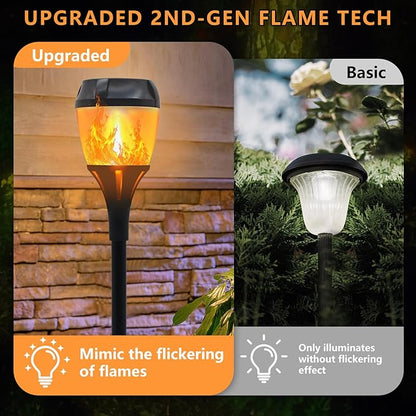 Swingers Solar Lights Outdoor,Solar Torch Lights with Flickering Flame,Waterproof Outdoor Garden Light for Halloween,Garden, Landscape, Path, Yard, Patio (4, Black)