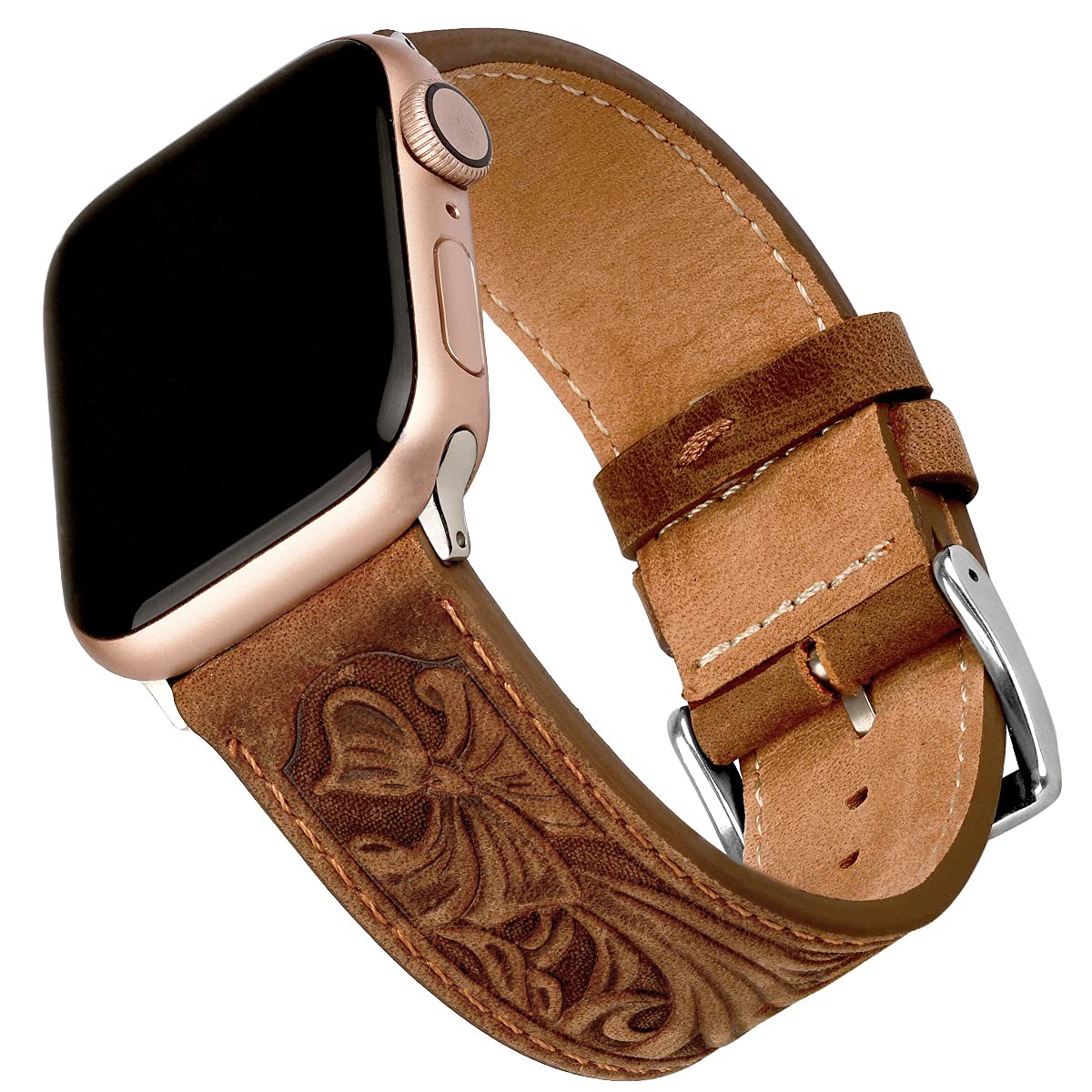 Falandi for Apple Watch Band Leather 42mm 41mm 40mm, Western Retro Leather Classical Replacement Smart Watch Band for iWatch Men Women Series 10 9 8 7 SE 6 5 (Retro Brown, 42/41/40mm)