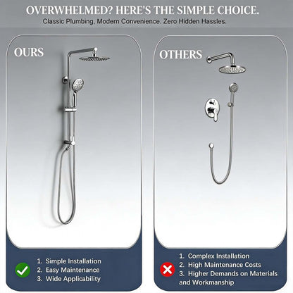 SonTiy 9" Shower Head with Handheld Spray, Rain Shower Heads System, 5 Spray Mode Handheld, Modern Shower System with Easy Reach Diverter, 72'' Hose and Height Adjustable Holder, Chrome