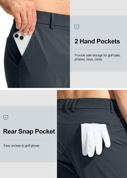 Pudolla Men's Golf Pants Stretch Classic Fit Work Dress Pants 32 Lightweight Quick Dry Casual Slacks Trousers with Pockets(Iron Grey 34Wx32L)