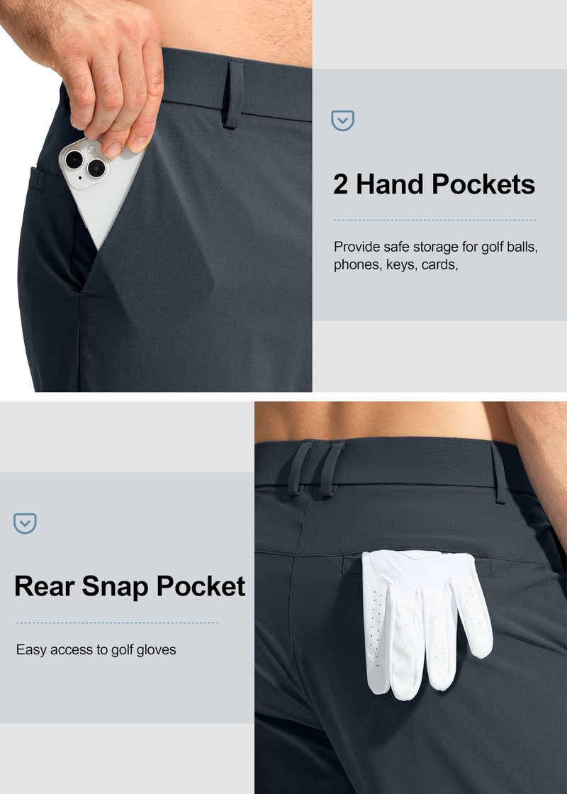 Pudolla Men's Golf Pants Work Dress Comfy Pants Casual Slacks Trousers with Pockets(Iron Grey 28Wx30L)