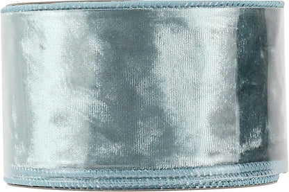 MEEDEE Dusty Blue Velvet Ribbon 2.5 inch Crushed Velvet Christmas Ribbon 10 Yards for Christmas Tree Decoration, Baskets, Wreaths, Holiday Projects, Wedding Decor and Accents