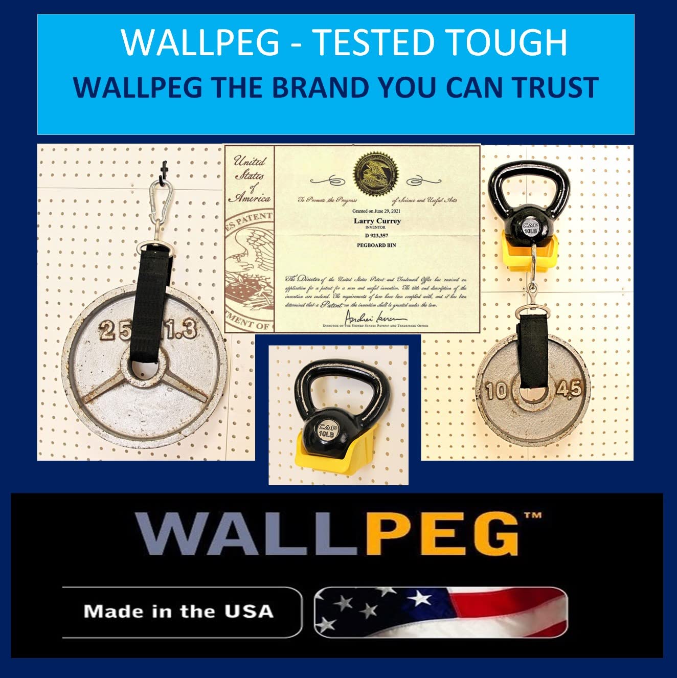WallPeg 100Pcs Pegboard Accessory Peg Hook Set – Durable, Self-Locking Black 1/4" J and L-Style FlexLock Peg Hooks for Hanging Tools, Storage, and Wall Organization (50 ea.)