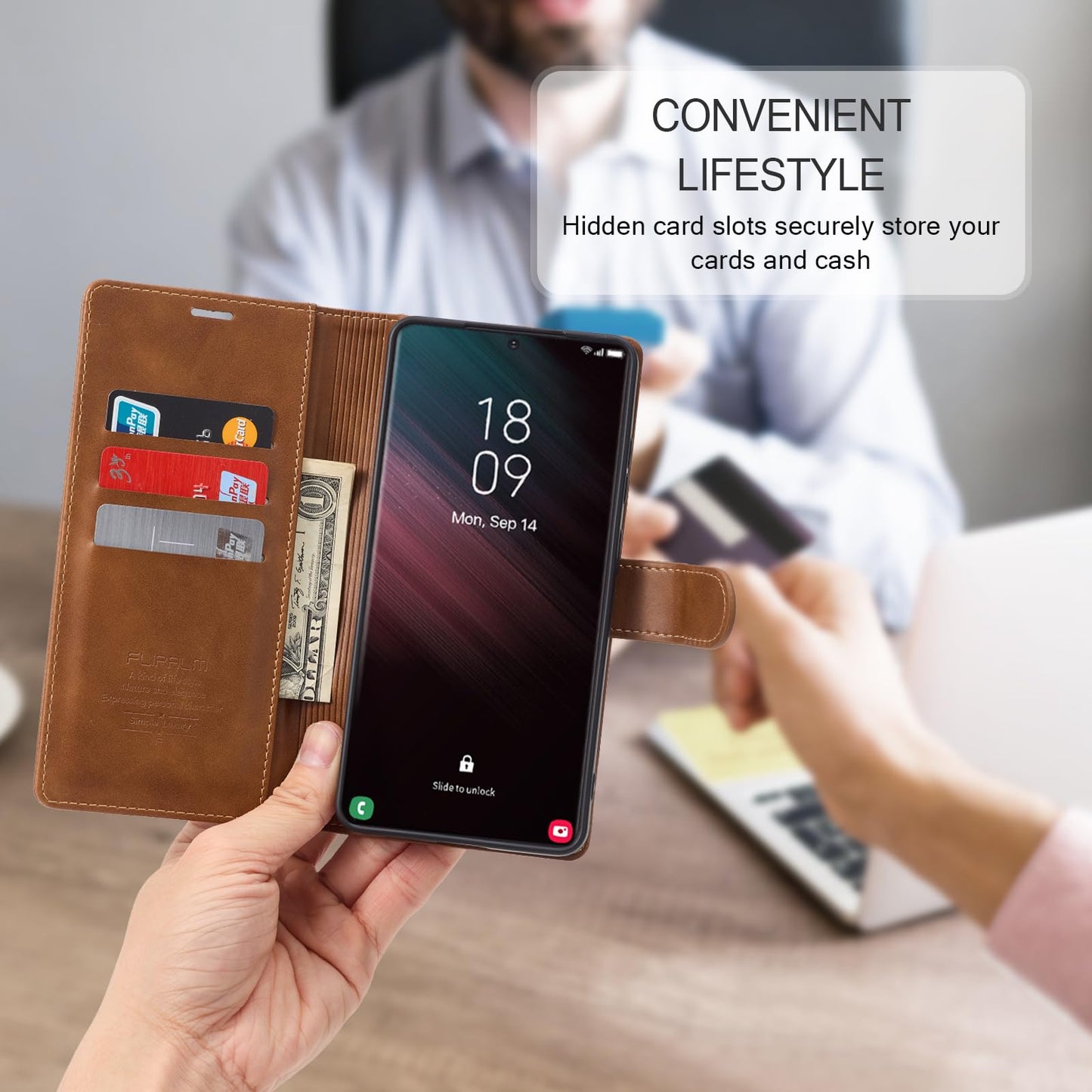 FLIPALM Wallet Case for Samsung Galaxy S26 Ultra 6.9", RFID Blocking Credit Card Holder, PU Leather Folio Flip Kickstand Protective Shockproof Cover for Galaxy S26 Ultra (Grayish-Brown, S26 Ultra)