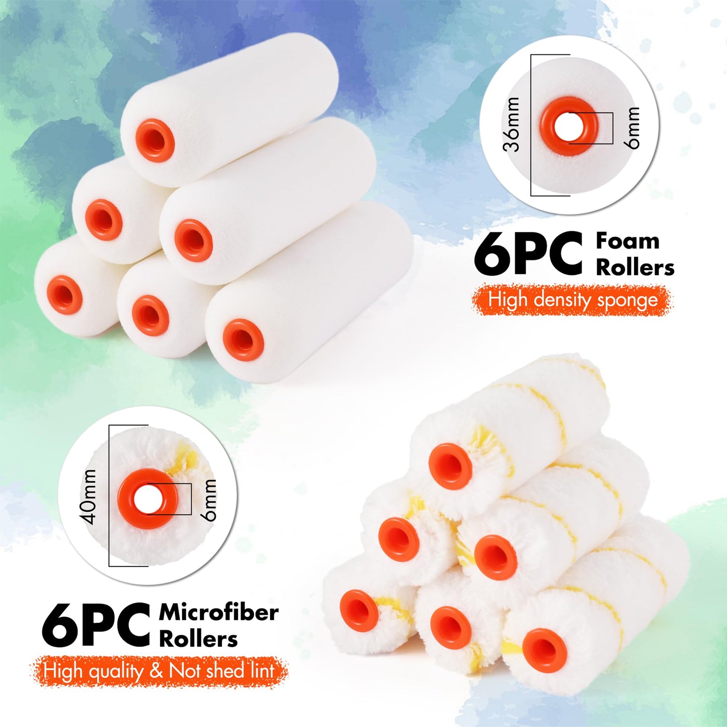 ValueMax Paint Roller Kit, 14-Piece 4 Inch Paint Roller Kit with High-Density Foam Paint Rollers, Microfiber Paint Rollers, Paint Tray for Painting Cabinets, Doors, Craft Work