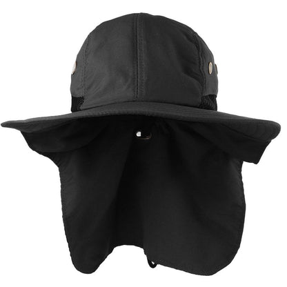 Falari Outdoor Sun Hat, Wide Brim with Neck Flap, Safari Hiking Gardening Fishing Hat - Black