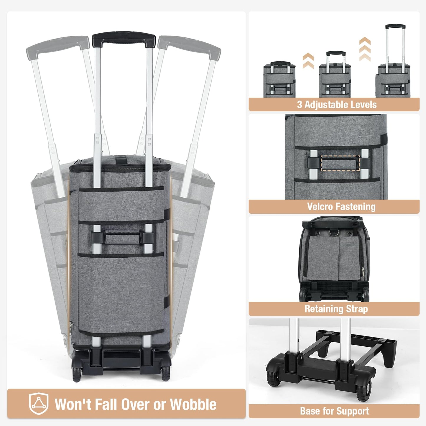 LekeSpring Garment Bags with Wheels, Garment Convertible Weekender Bags, Large Garment Bags for Travel, Duffle Luggage Bag Garment Bag (Grey, Medium)