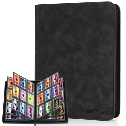 MewVeer Top Loader Card Binder, Holds 252 Top Loaders Storage, 9 Pockets with Sleeves, Trading Card Binder for Sports Cards, YGO/MTG Card Collection Binder - Black (Not for Cards WITHOUT a Top Loader)