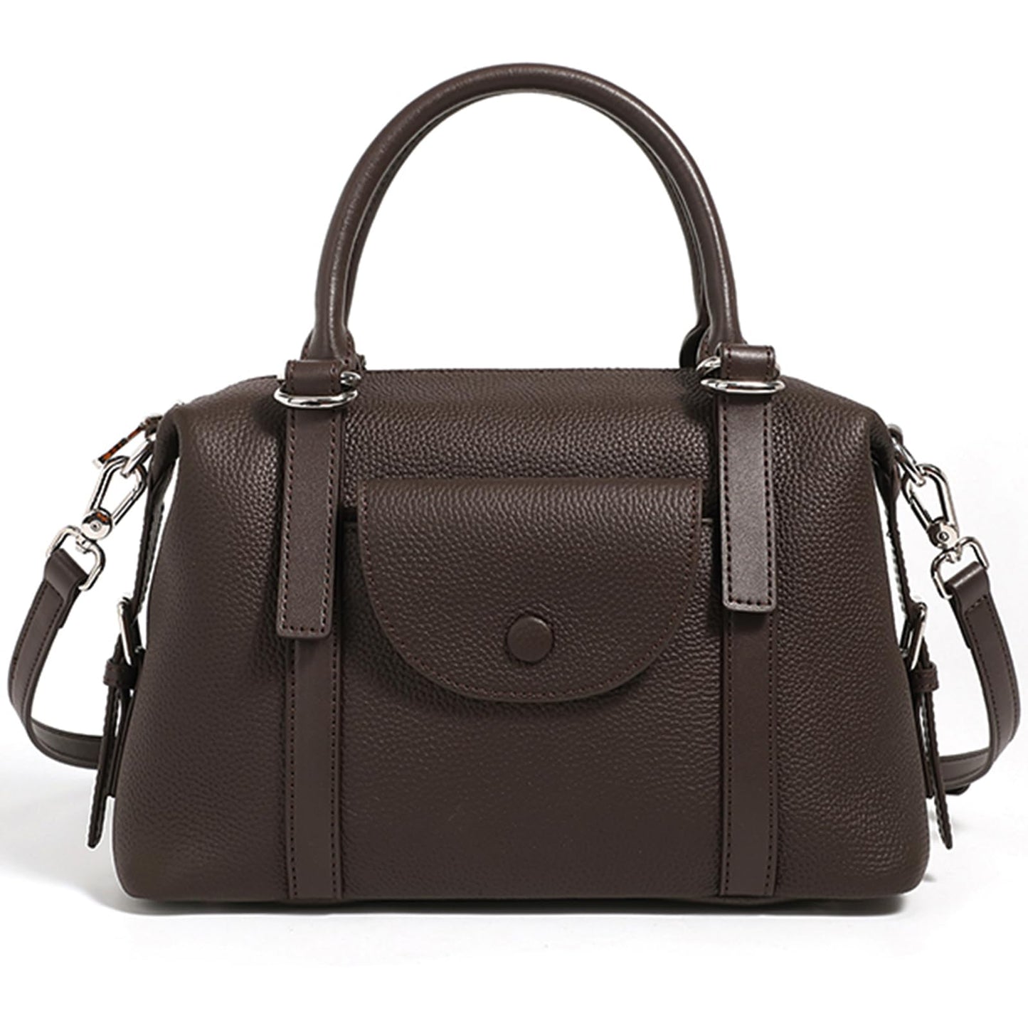 MoreFarther Handbags for Women, Genuine Leather Crossbody Bag Top Handle Bag with Adjustable Detachable Strap(Coffee)