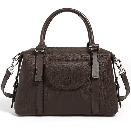 MoreFarther Handbags for Women, Genuine Leather Crossbody Bag Top Handle Bag with Adjustable Detachable Strap(Coffee)