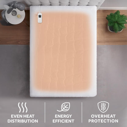 Sunbeam Premium Quilted Electric Heated Mattress Pad Twin 39" x 75" - 12 Heat Settings, 12-Hour Selectable Auto Shut-Off, Fast Heating, Warming Bed, Machine Washable, Extra-Soft Warm Cozy