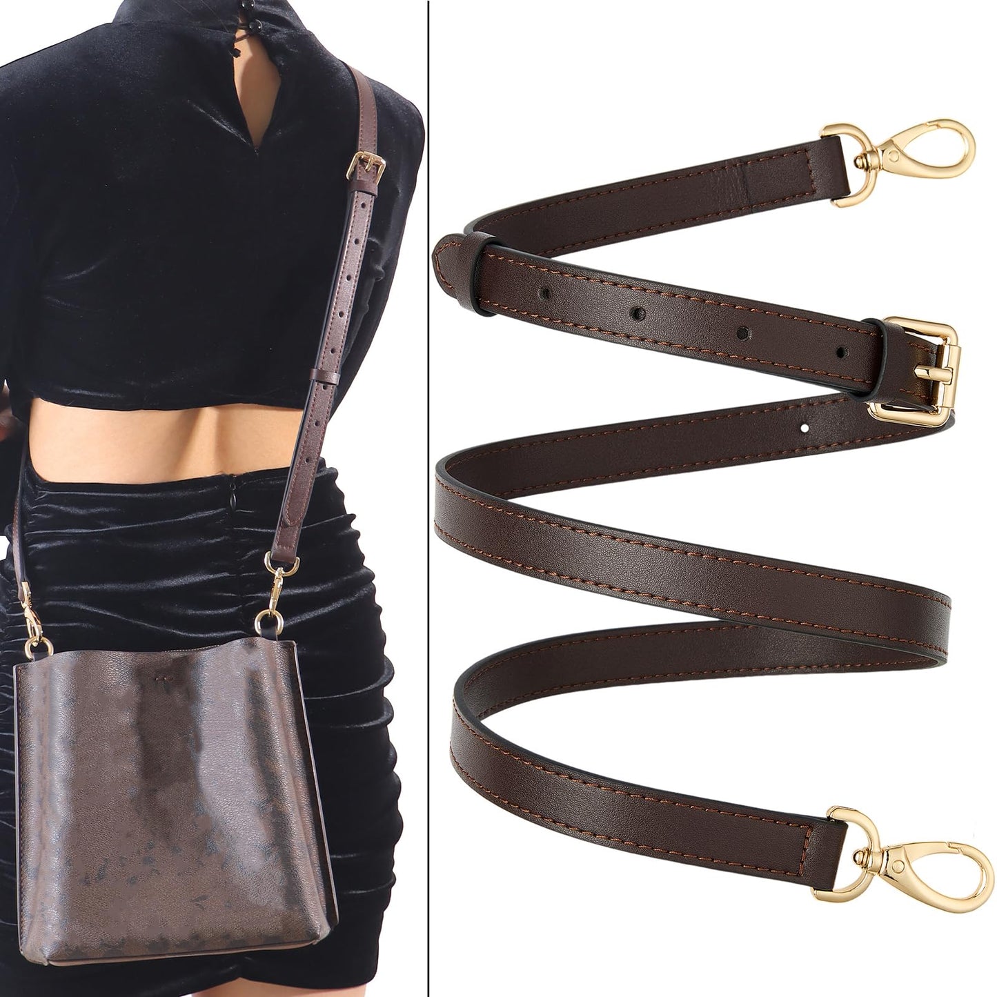 BAIXUEJI Leather Purse Strap Replacement Crossbody Handbag Long Adjustable